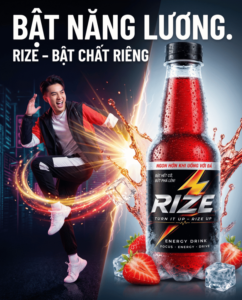 Nước tăng lực RIZE giúp bật năng lượng mùa deadline